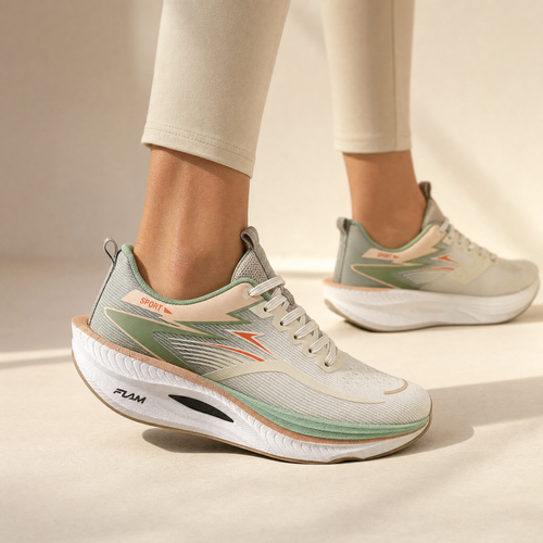 Ivory Sage carbon plate running shoes worn, cream studio