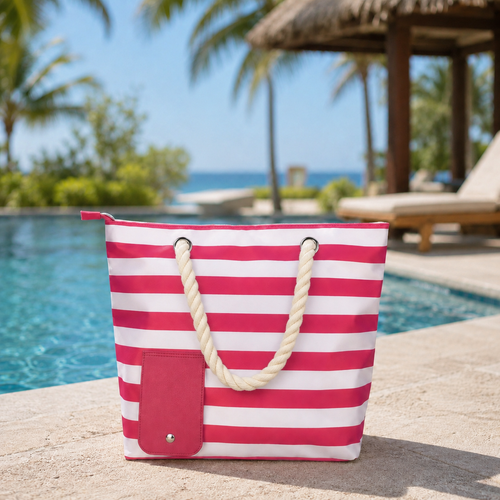 Tote bag pouring a cold drink from its concealed spout