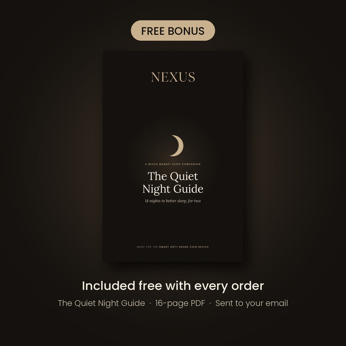 Free bonus: The Quiet Night Guide PDF included free with every Smart Anti-Snore Chin Device order