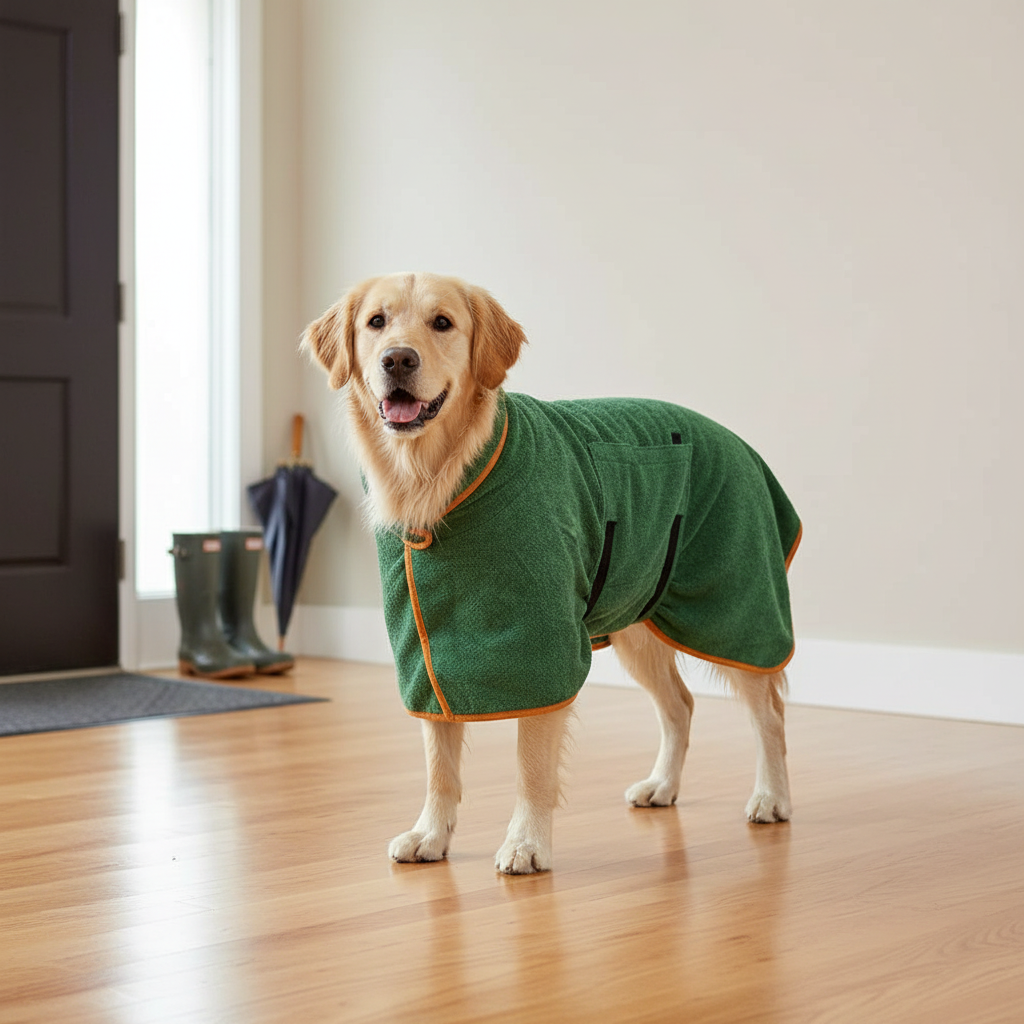 Dog Bathrobe Towel - Rainy Walk