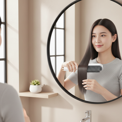 Hair Straightening Brush - In Use