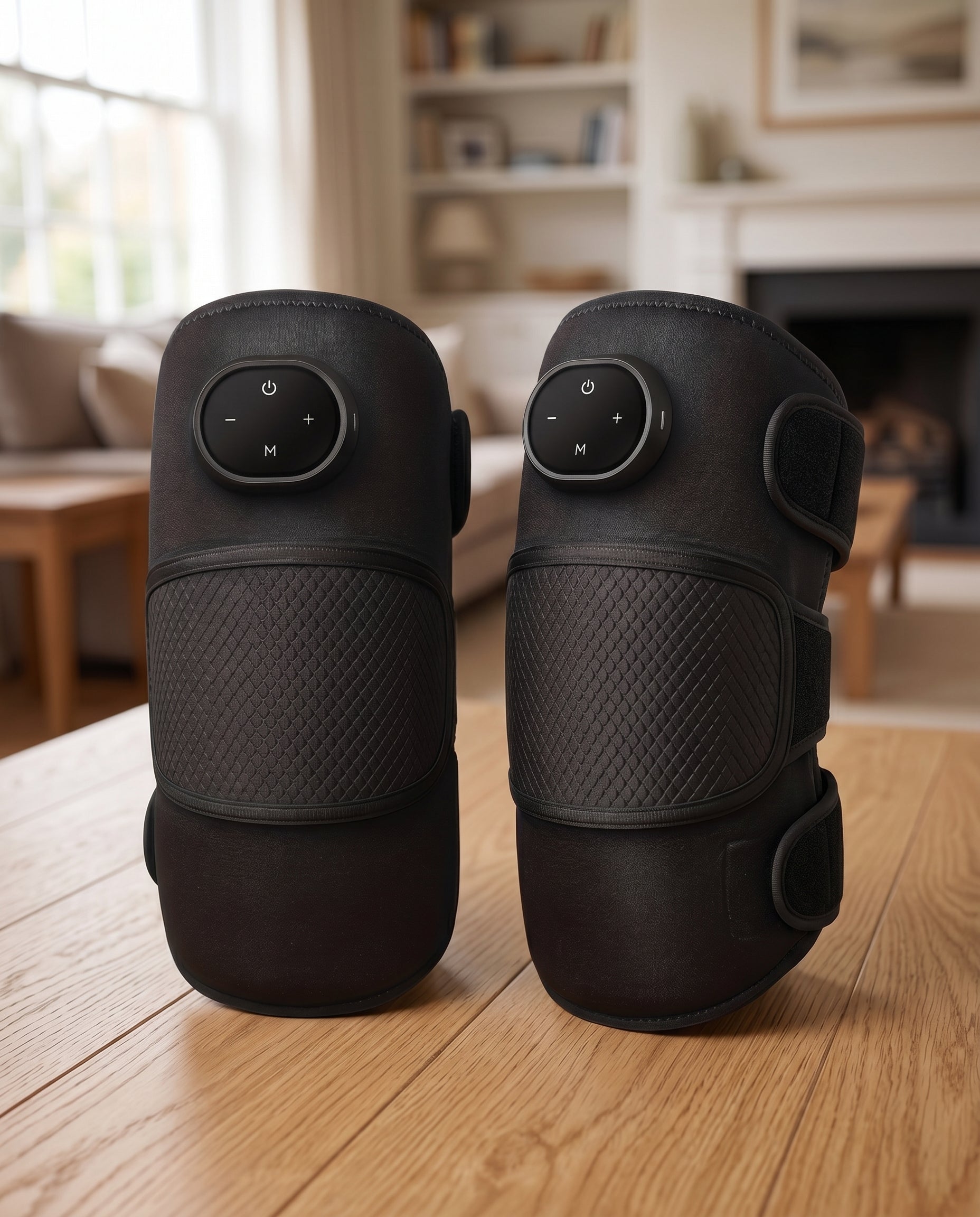 Black 3-in-1 heated knee massager 2-pack, two units