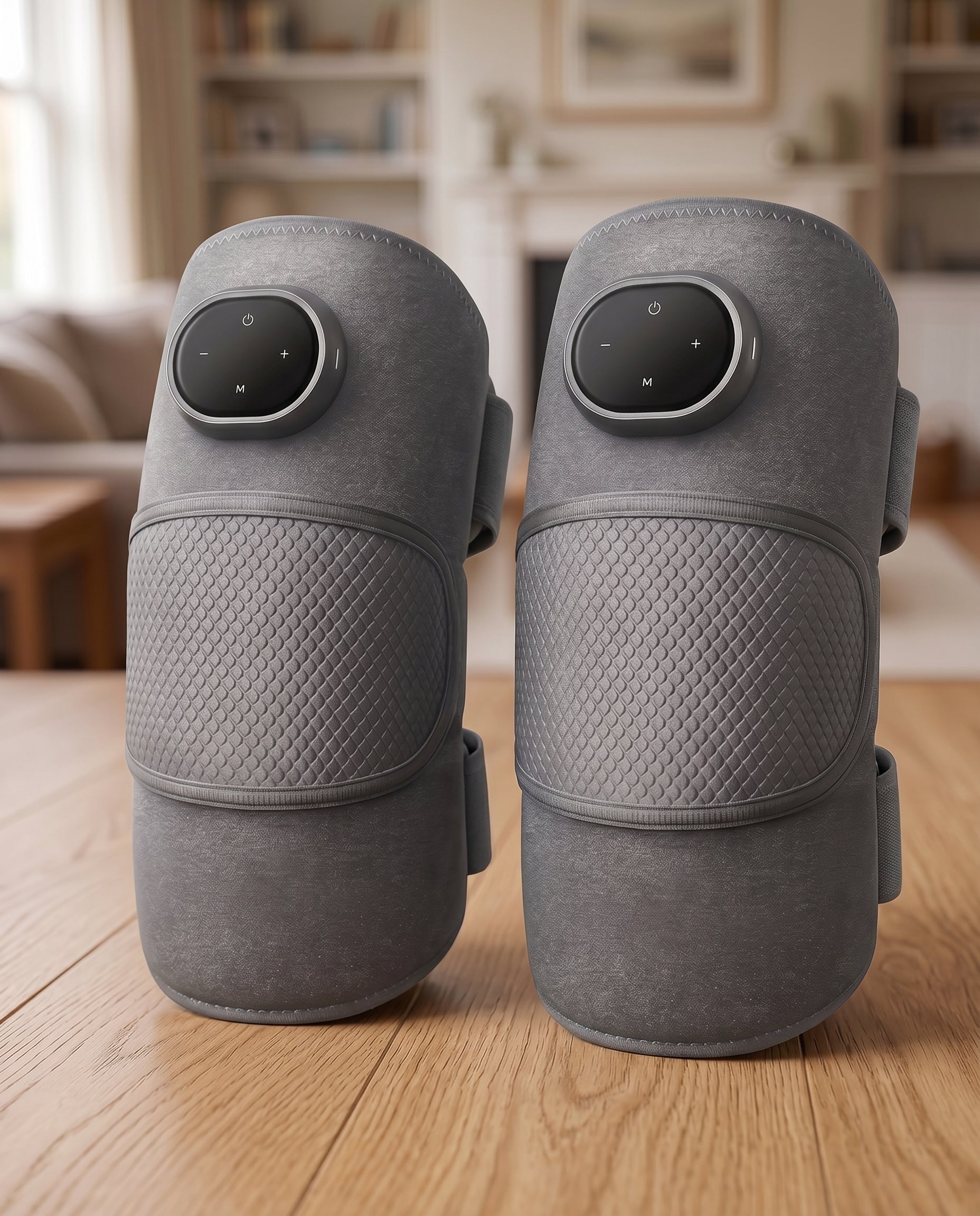 Gray 3-in-1 heated knee massager 2-pack, two units