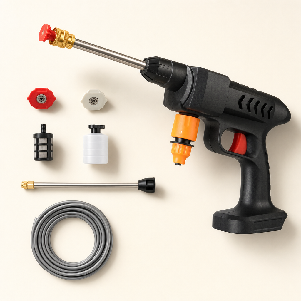 Type A kit with nozzles, filter, foam pot, rod and hose