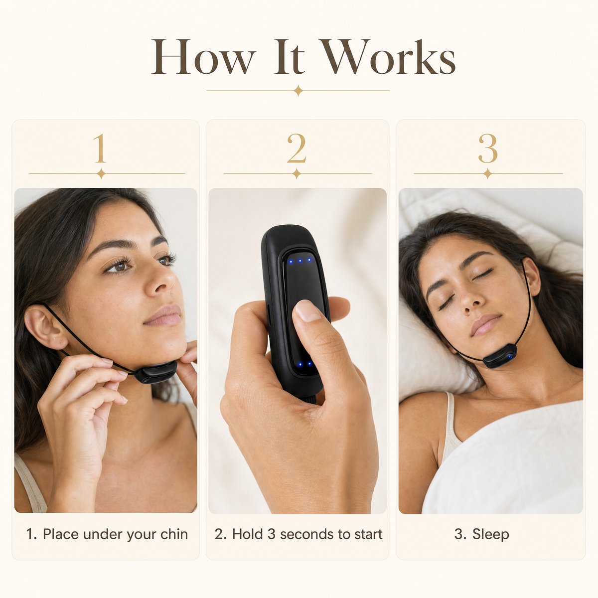 How to use the anti-snore chin device in 3 steps