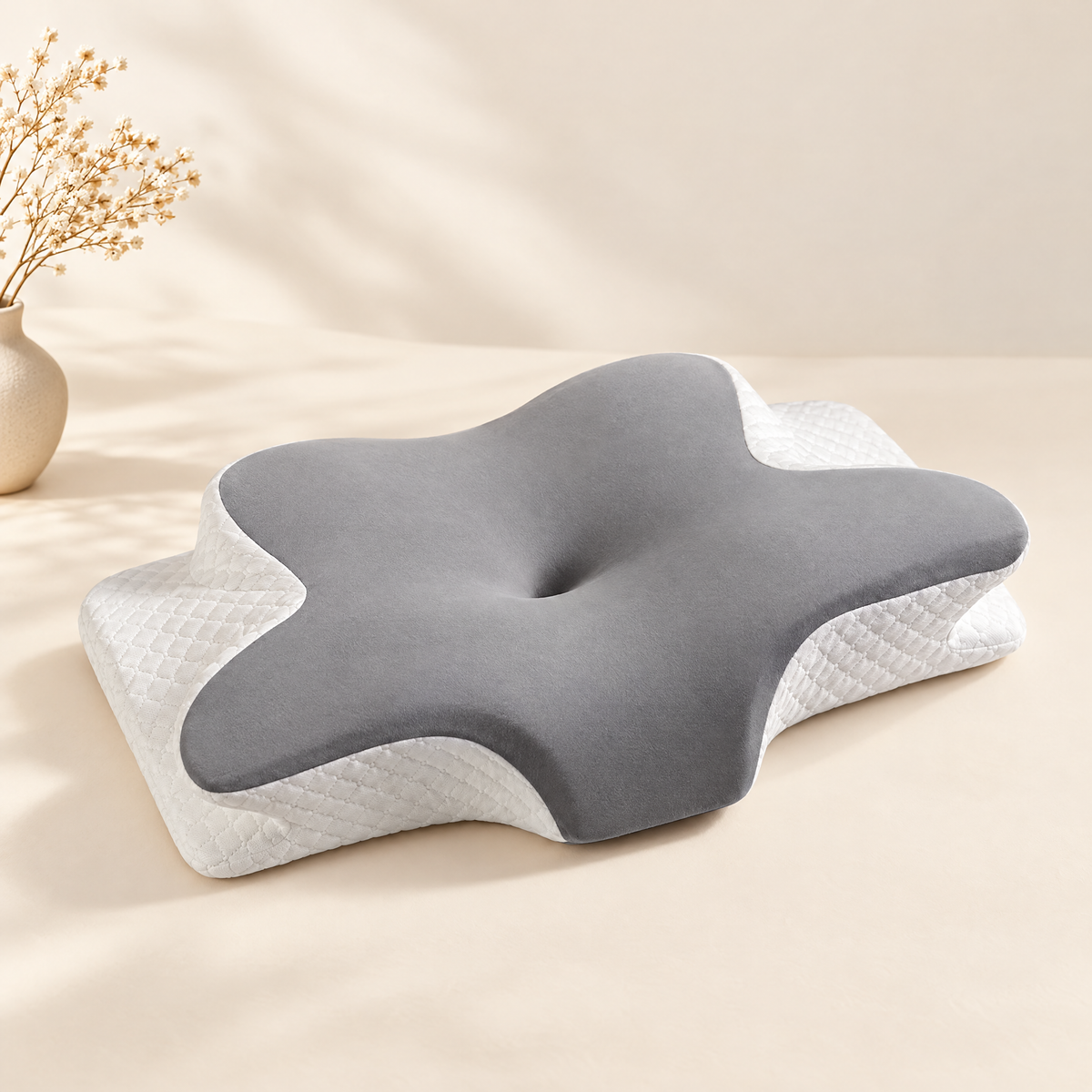 Light gray butterfly memory foam pillow