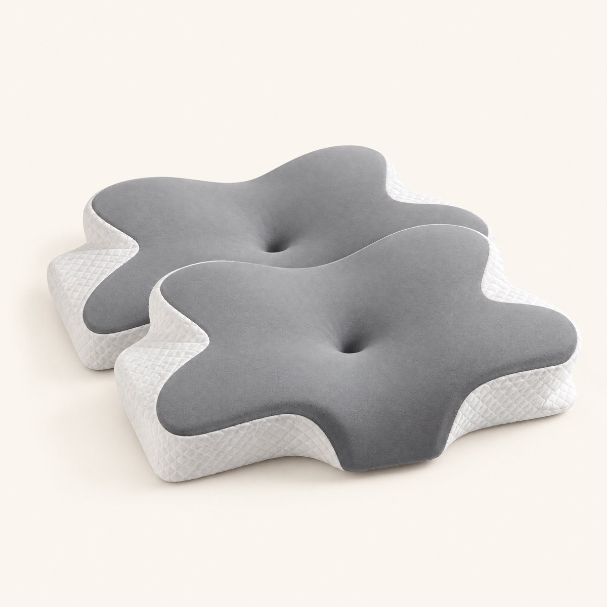 Two light gray butterfly memory foam pillows — Bundle of 2
