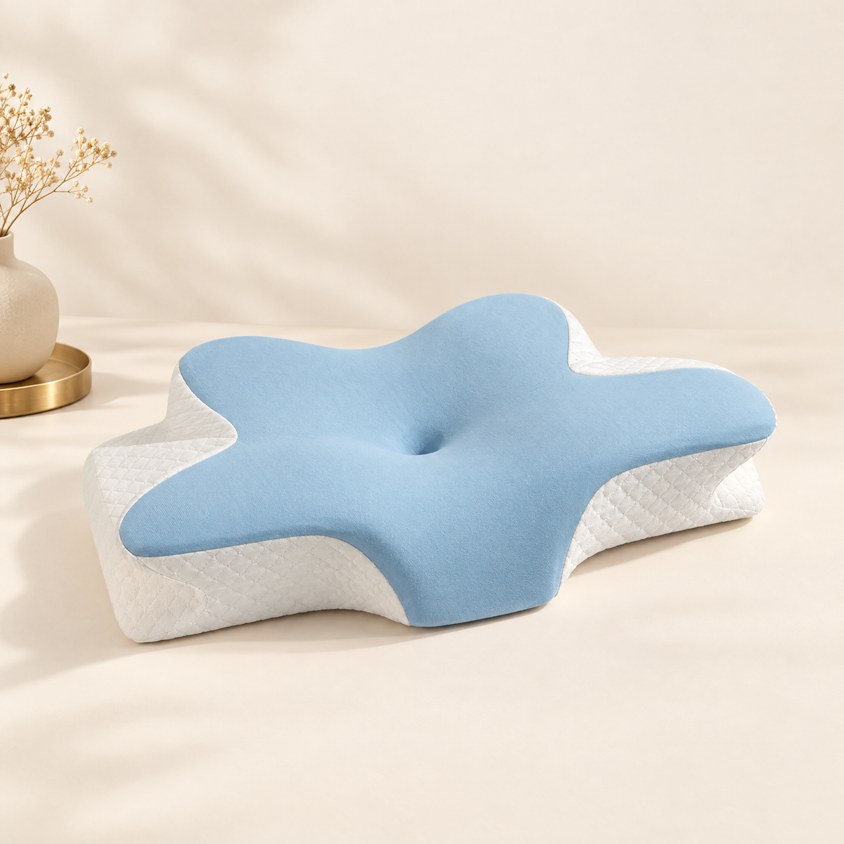 Blue butterfly memory foam pillow