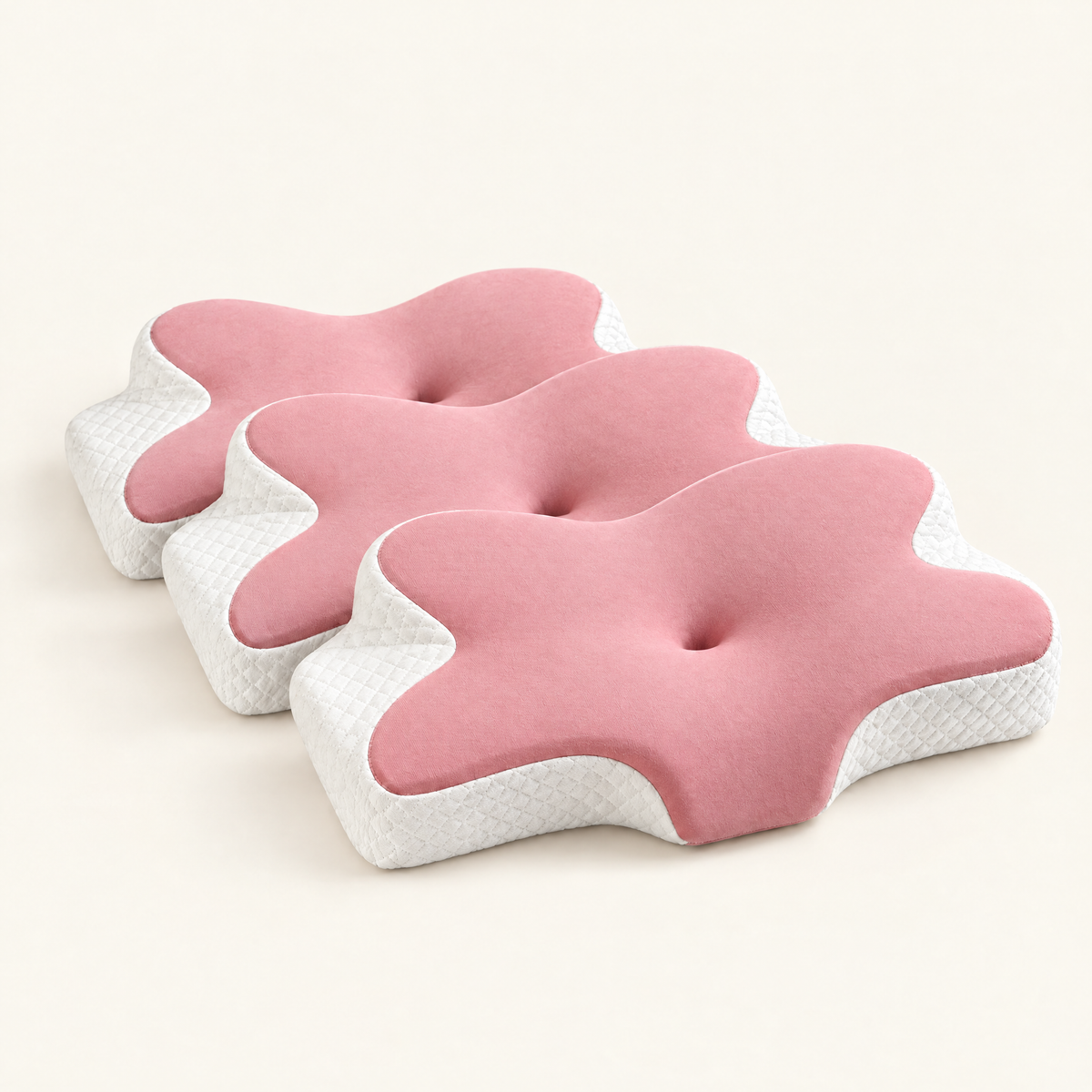 Three pink butterfly memory foam pillows — Bundle of 3