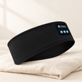 Black sleep headphones headband with soft fabric band and 3-button control panel