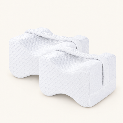 Two white memory foam knee pillows - Bundle of 2