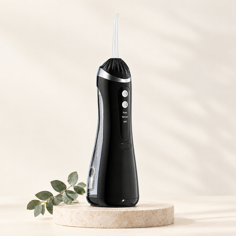 Black portable water flosser