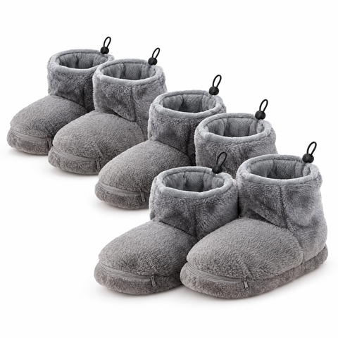 Three pairs of gray heated slipper boots — Bundle of 3