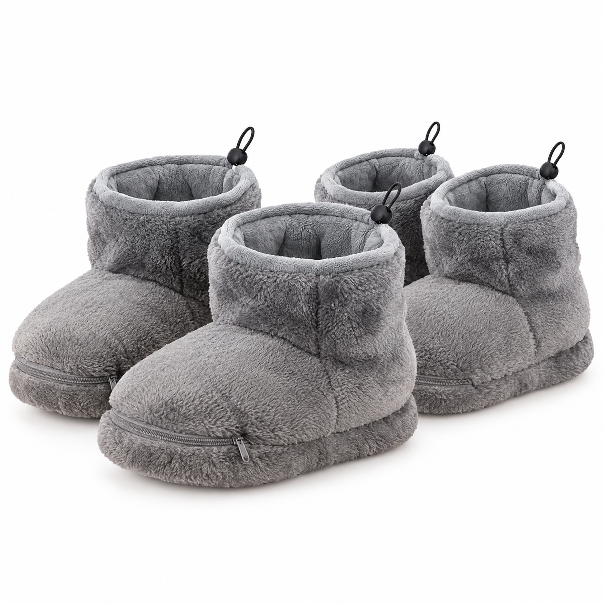 Two pairs of gray heated slipper boots — Bundle of 2