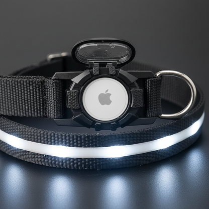 LED Dog Collar - AirTag Holder Detail