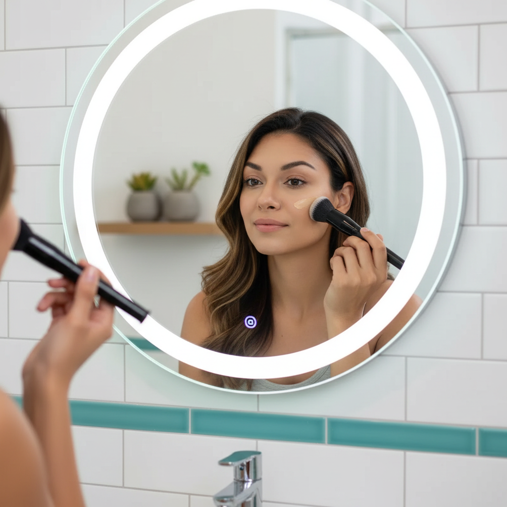 Mujer aplicando maquillaje