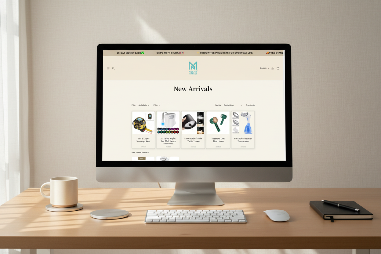 Workspace with Nexus Market website on flat monitor